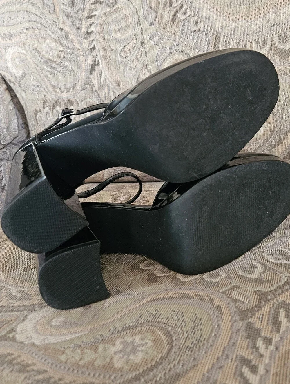 MADDEN GIRL Synthetic Black Patent Mary Jane Platform High Heels Sz 9.5M